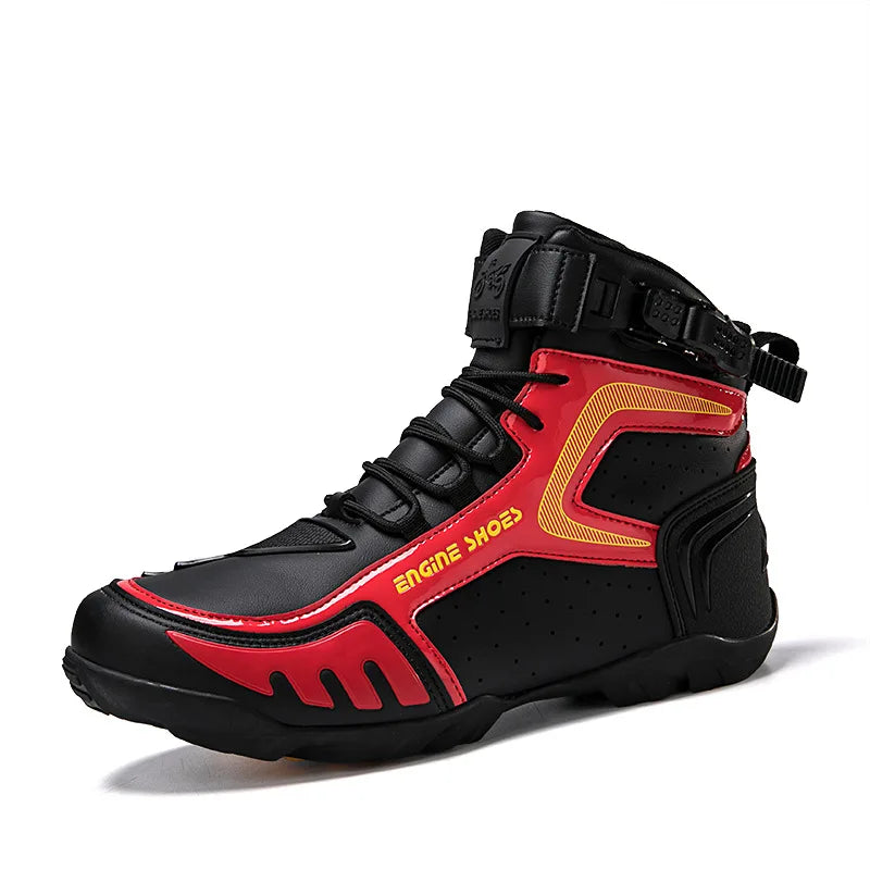 Red Color Men’s Waterproof Leather Motorcycle Riding Boots