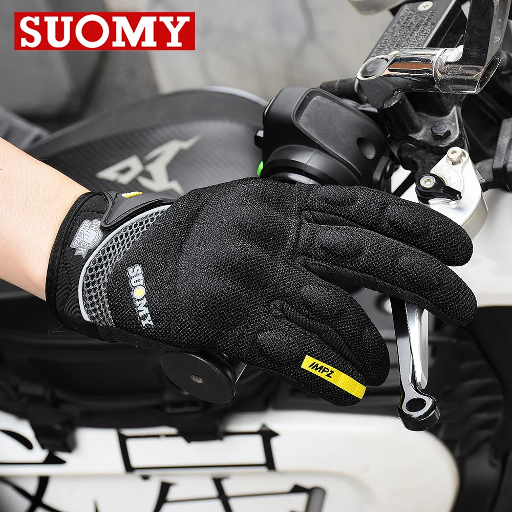 Breathable Full Finger Racing Motorcycle Gloves Quality Stylishly Decorated Antiskid Wearable Gloves Size M-XXL Black