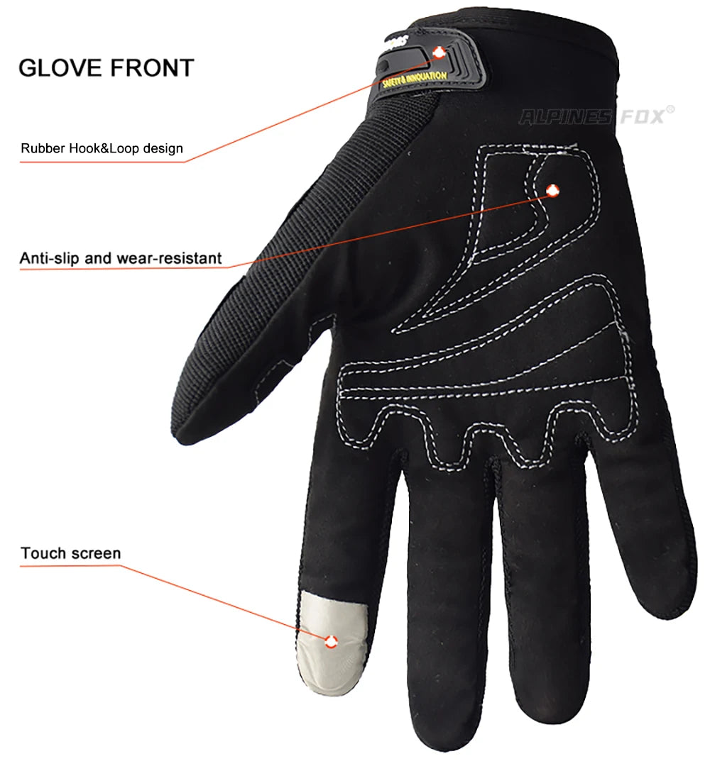 SUOMY Breathable Full Finger Racing Motorcycle Gloves Quality Stylishly Decorated Antiskid Wearable Gloves Large Size XXL Black