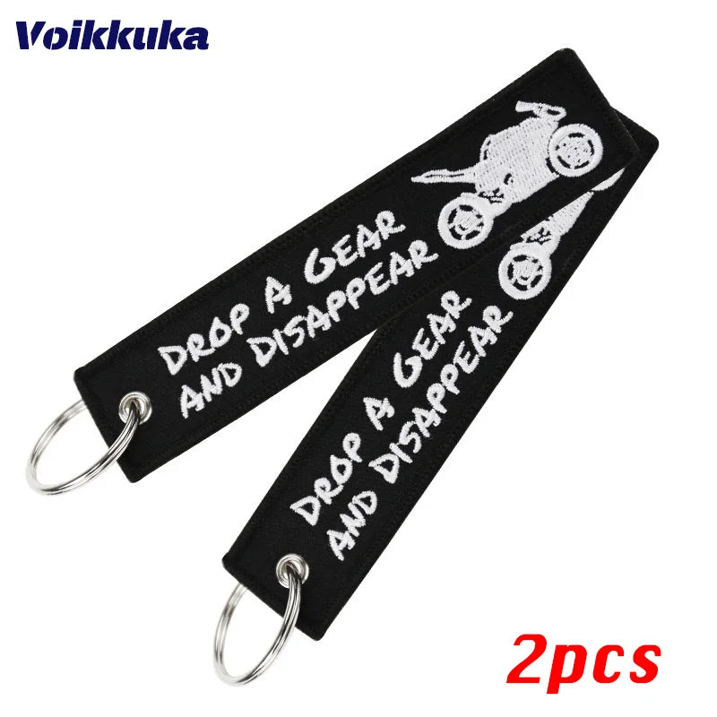 2pcs Color Drop A Gear Motorcycle Keychain – Double-Sided Embroidered