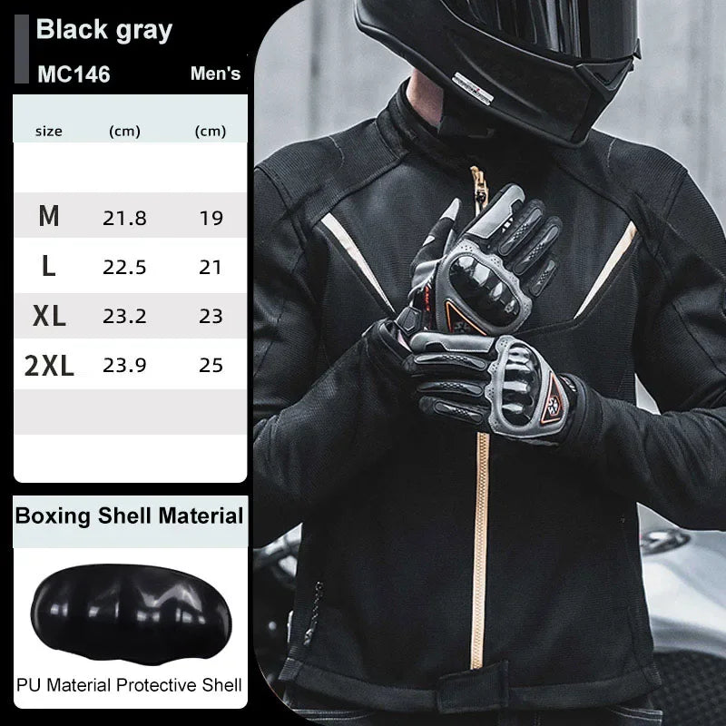 MC146 Black gray Color Motorcycle Riding Gloves Full Finger – Breathable Touchscreen