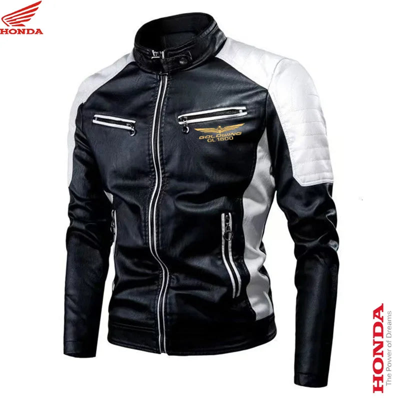 black2 Color Men's Faux Leather Moto Jacket – Lightweight Smart Casual