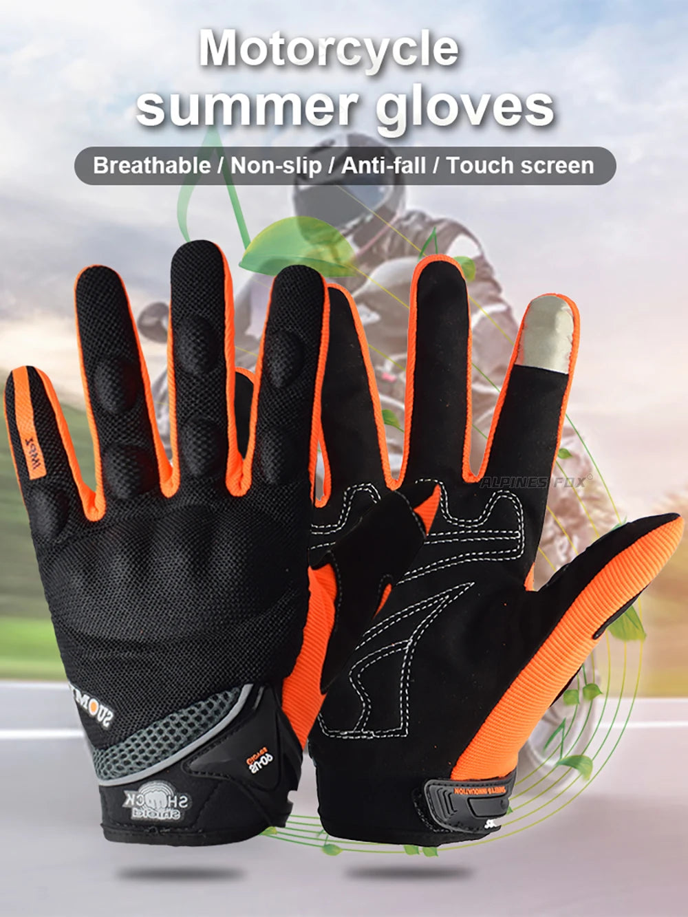 SUOMY Breathable Full Finger Racing Motorcycle Gloves Quality Stylishly Decorated Antiskid Wearable Gloves Large Size XXL Black