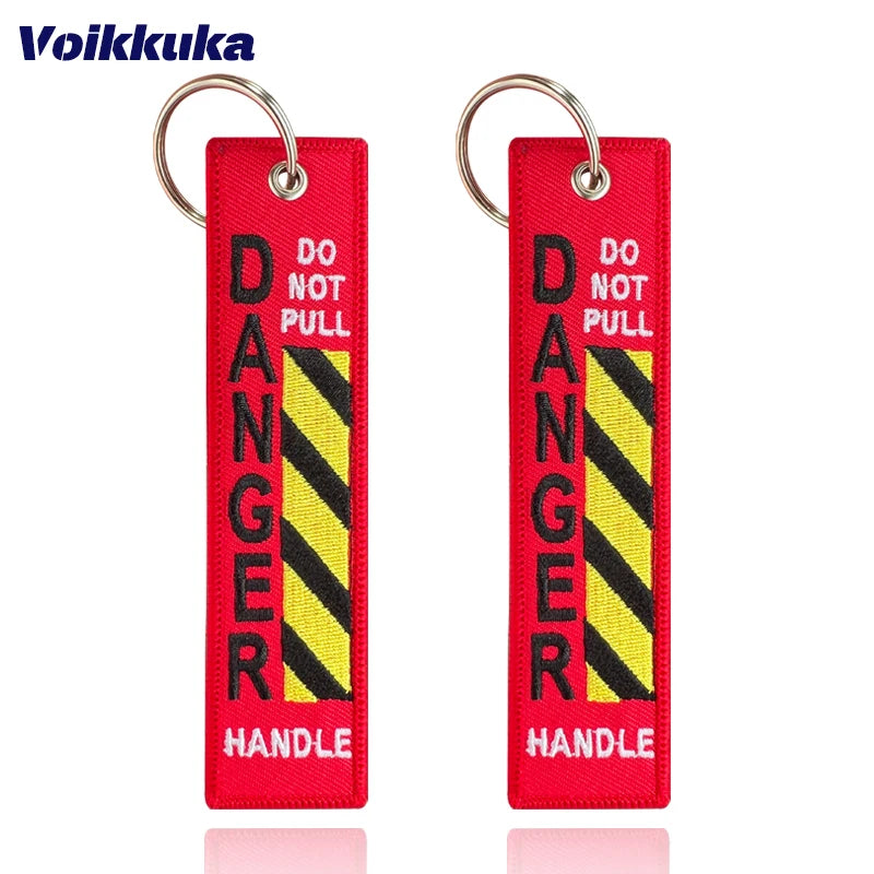 Do Not Pull Danger Warning Tag Keychain – Double-Sided