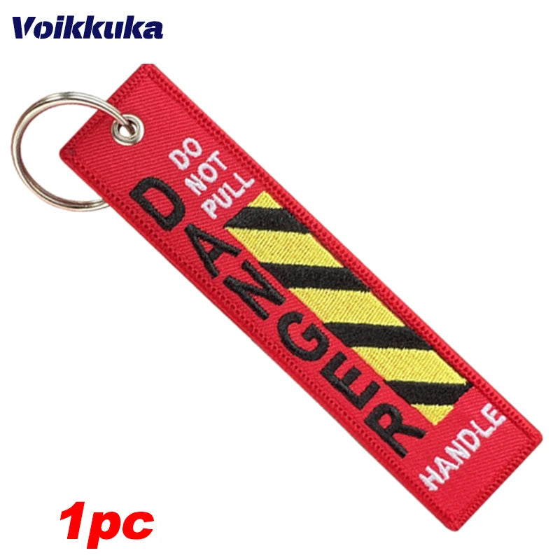 1pc Color Do Not Pull Danger Warning Tag Keychain – Double-Sided