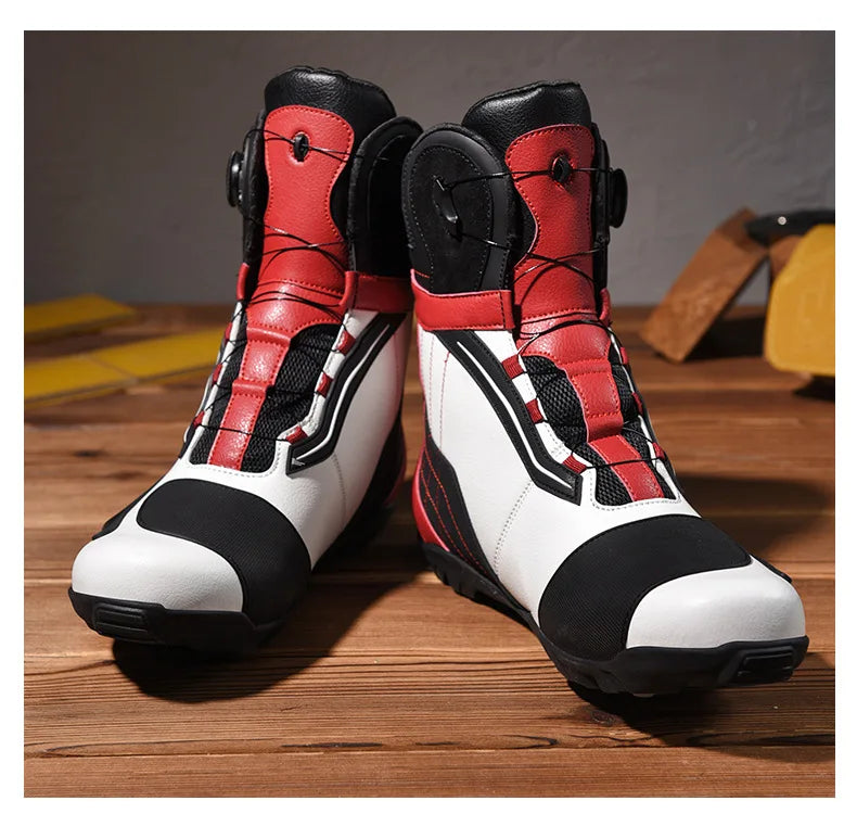 Waterproof Leather Motorcycle Boots With Anti-Slip Sole
