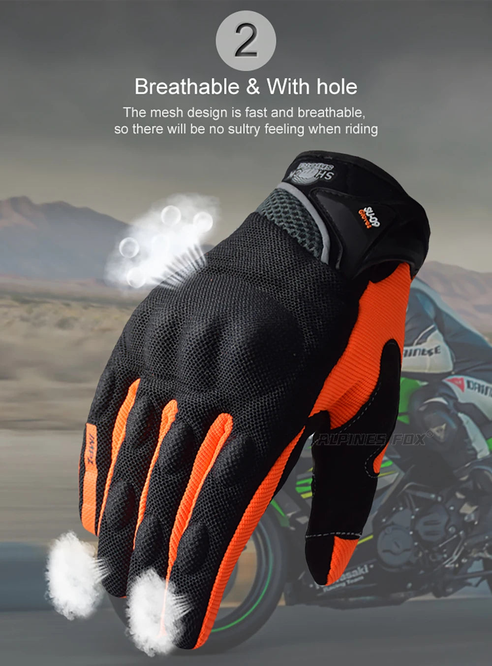 SUOMY Breathable Full Finger Racing Motorcycle Gloves Quality Stylishly Decorated Antiskid Wearable Gloves Large Size XXL Black