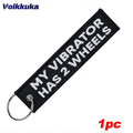 1pc Color Funny Motorcycle Keychain Tag With Embroidered Text