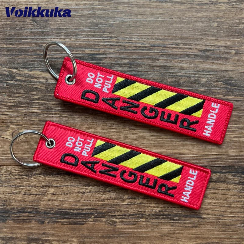 Do Not Pull Danger Warning Tag Keychain – Double-Sided