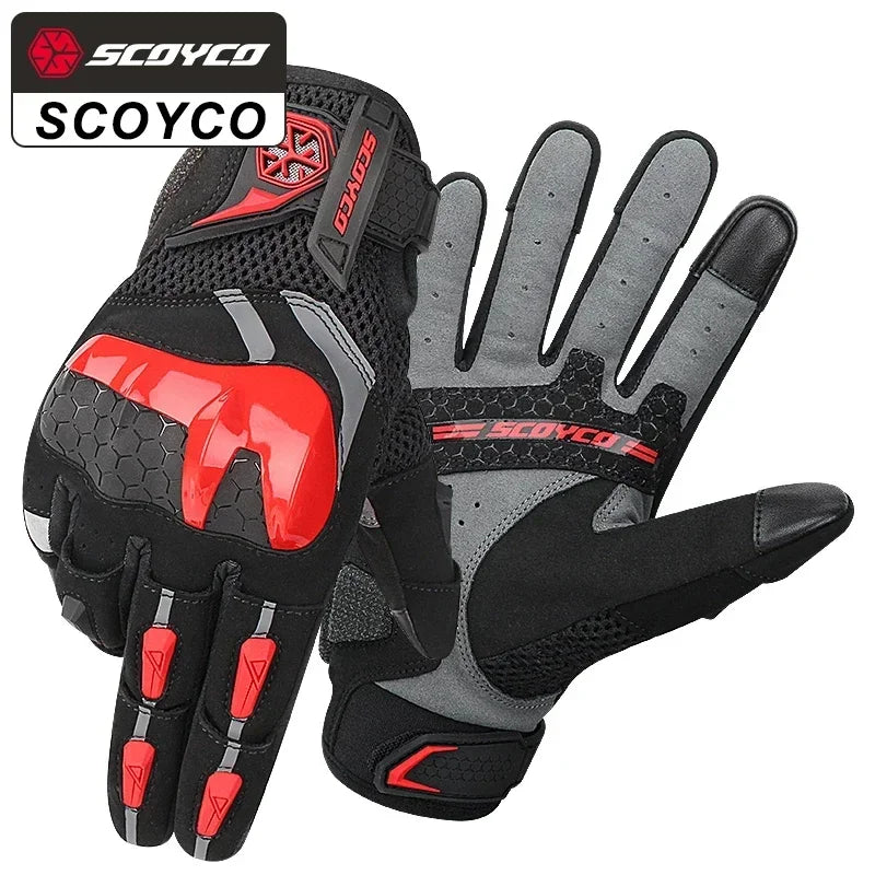 MC117W-Black Color Motorcycle Riding Gloves Full Finger – Touchscreen Protection