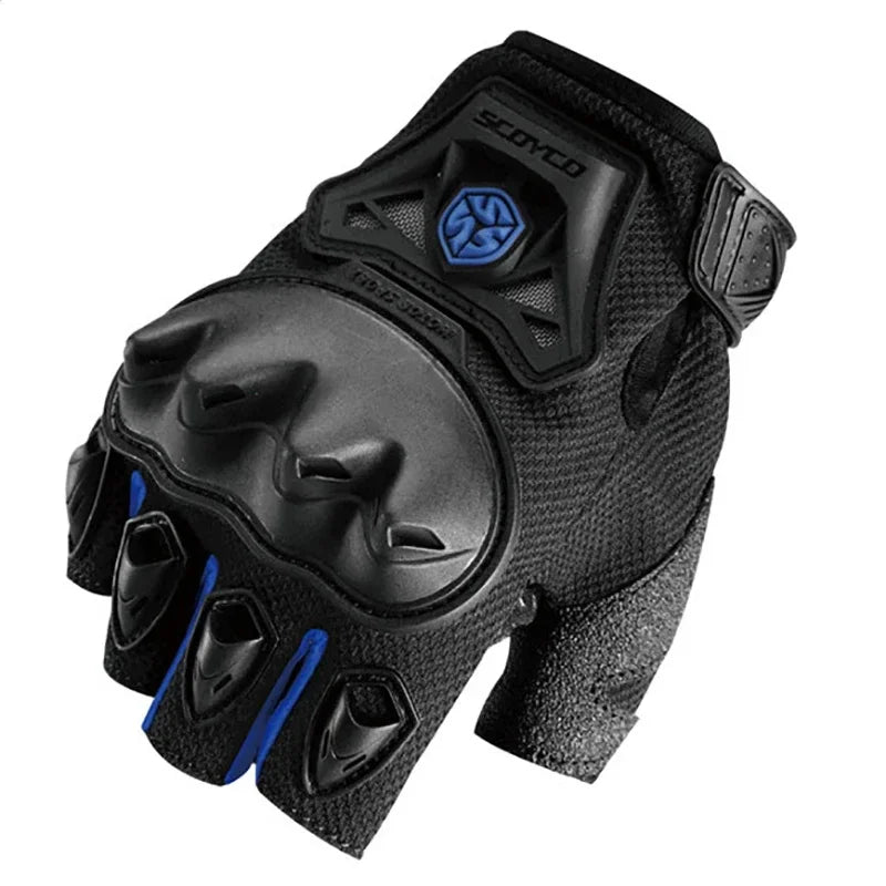 MC29D-Blue Color Breathable Half Finger Motorcycle Riding Gloves