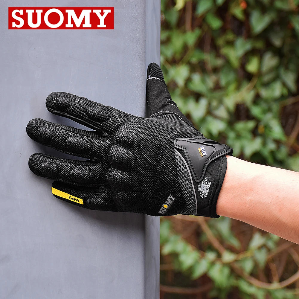 Breathable Full Finger Racing Motorcycle Gloves Quality Stylishly Decorated Antiskid Wearable Gloves Size M-XXL Black