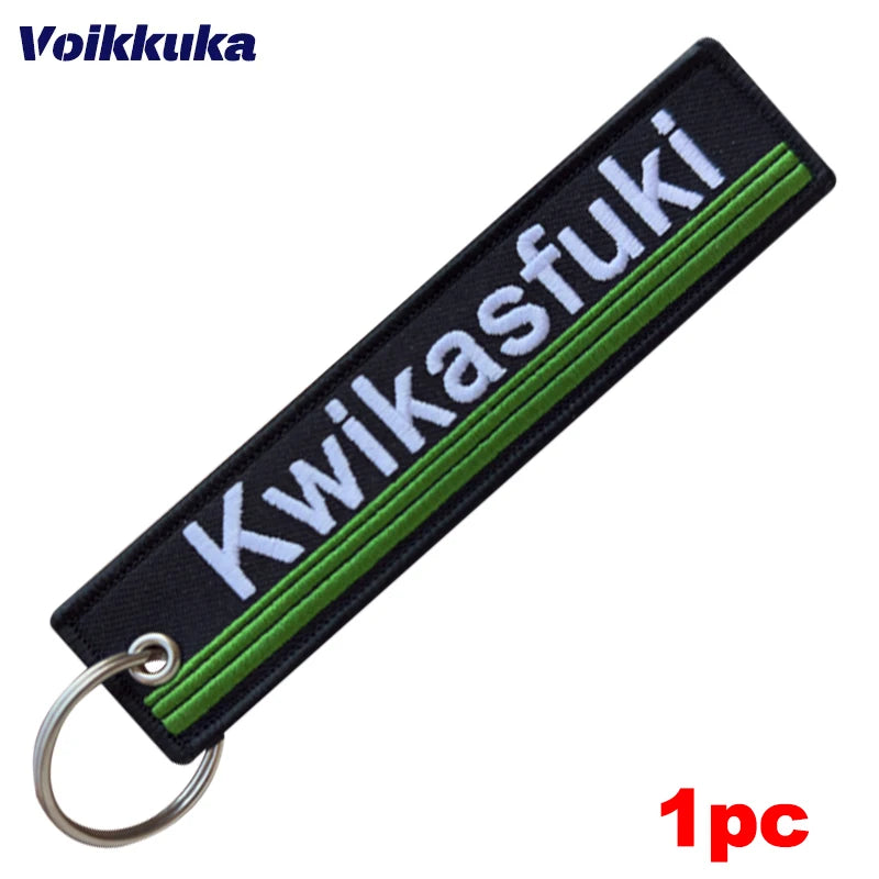 1pc Color Funny Kwikasfuki Embroidered Keychain Tag Key Ring