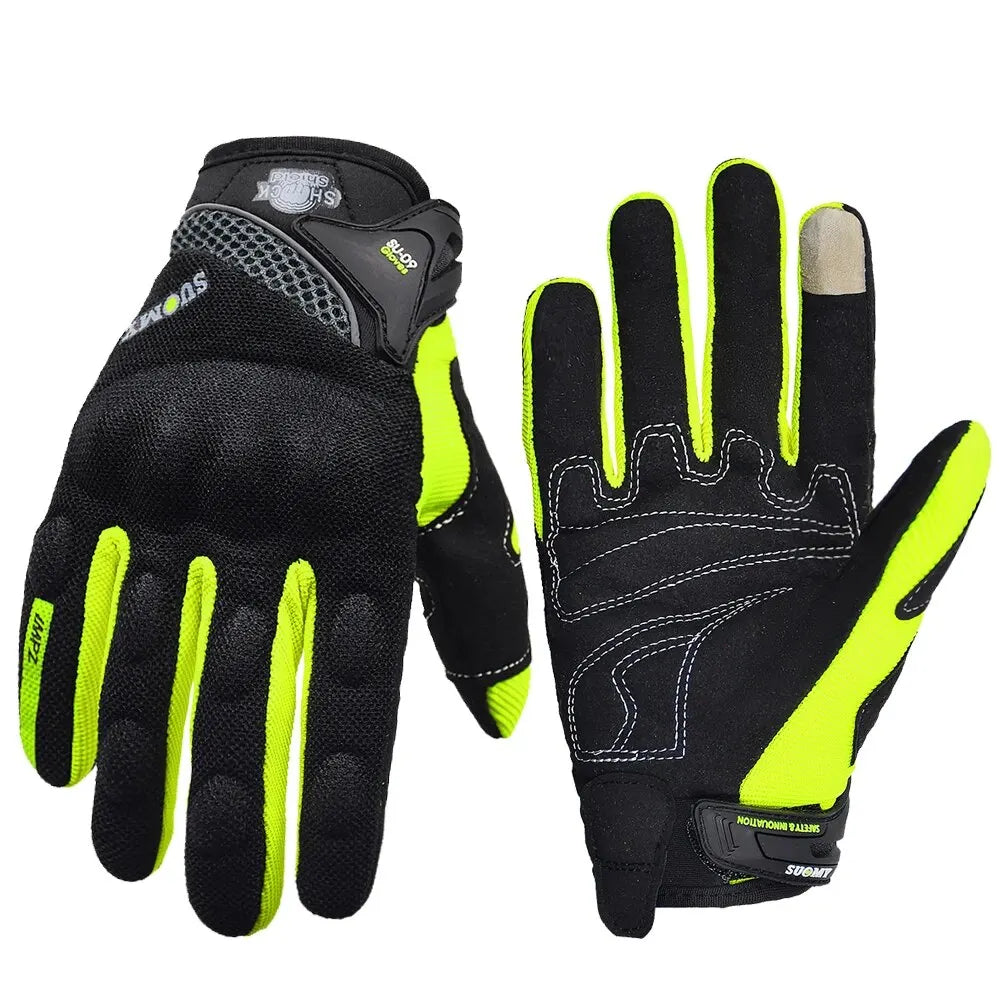 Breathable Full Finger Racing Motorcycle Gloves Quality Stylishly Decorated Antiskid Wearable Gloves Size M-XXL Black