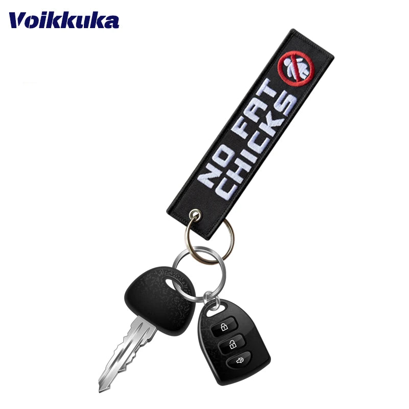 Double-Sided Embroidered Motorcycle Keychain Tag