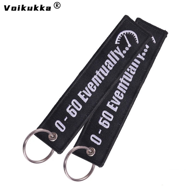 Motorcycle Embroidery Tag Keychain Clip Key Accessory
