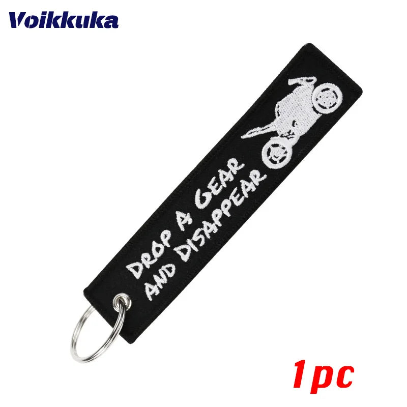 1pc Color Drop A Gear Motorcycle Keychain – Double-Sided Embroidered