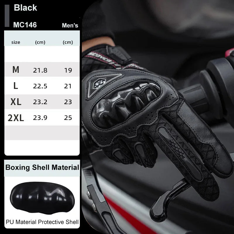 MC146 Black Color Motorcycle Riding Gloves Full Finger – Breathable Touchscreen