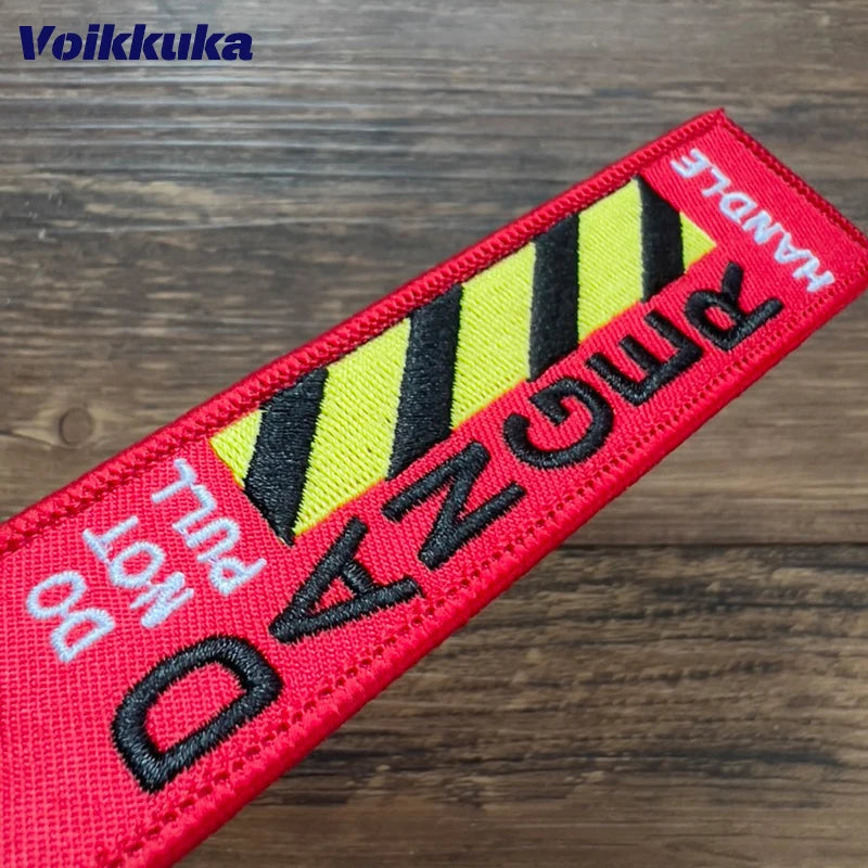 Do Not Pull Danger Warning Tag Keychain – Double-Sided