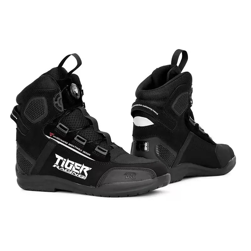 black Color Men’s Leather Motorcycle Boots – Waterproof & Anti-Fall