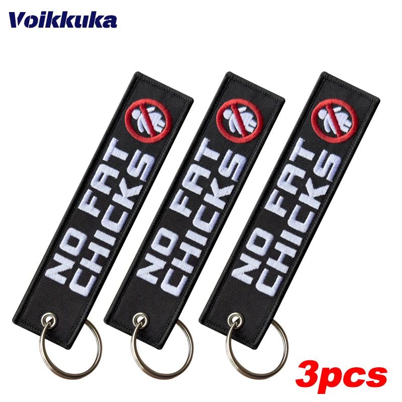 3pcs Color Double-Sided Embroidered Motorcycle Keychain Tag
