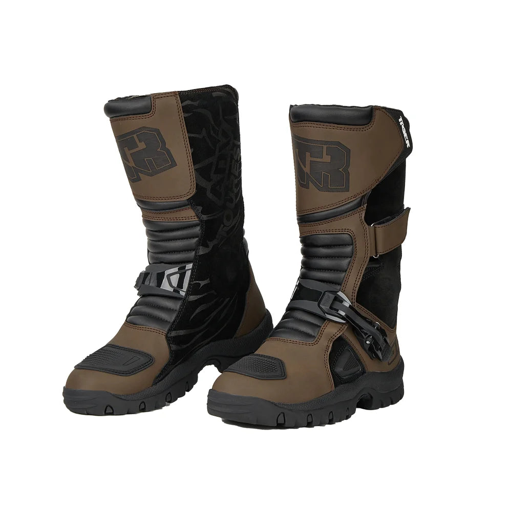 TR-G2-Brown Color Unisex Motocross Motorcycle Boots With Ankle Protection