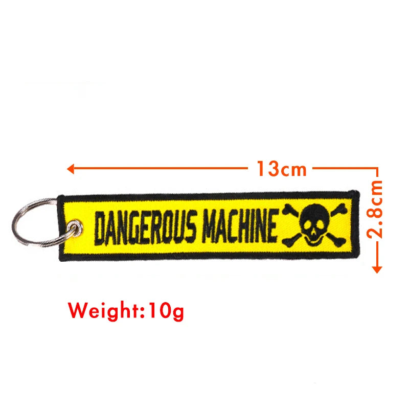 Dangerous Machine Double-Sided Yellow Embroidered Keychain