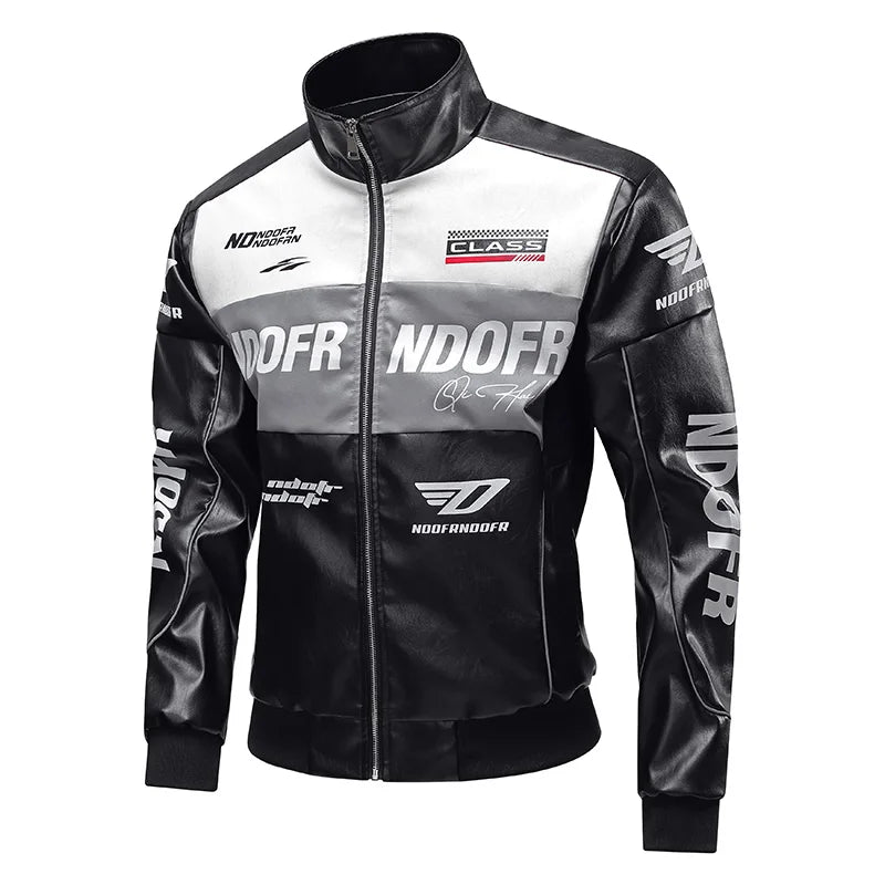 black Color Men’s PU Leather Moto Jacket With Stand Collar