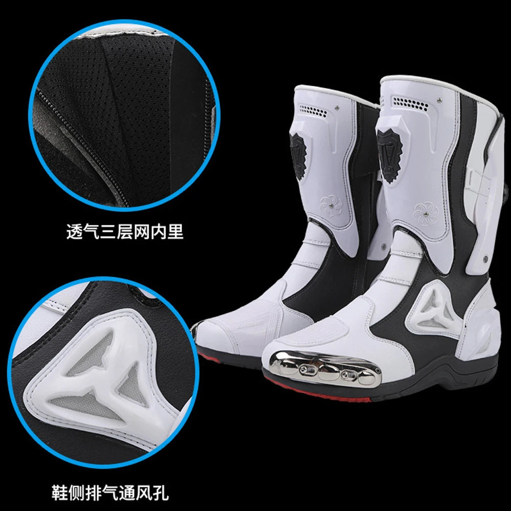 Men’s Motorcycle Riding Boots With Metal Toe Cap