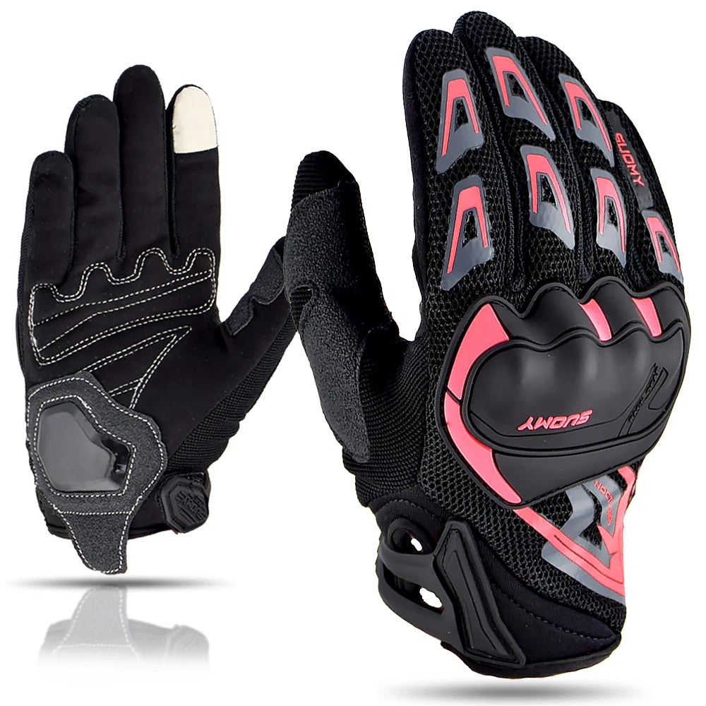 SUOMY Breathable Full Finger Racing Motorcycle Gloves Quality Stylishly Decorated Antiskid Wearable Gloves Large Size XXL Black