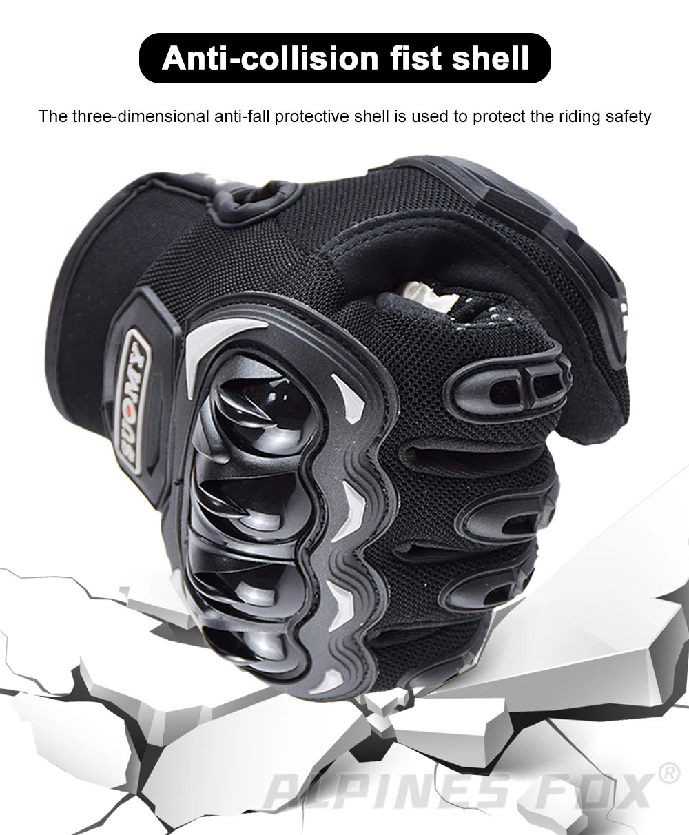 SUOMY Breathable Full Finger Racing Motorcycle Gloves Quality Stylishly Decorated Antiskid Wearable Gloves Large Size XXL Black
