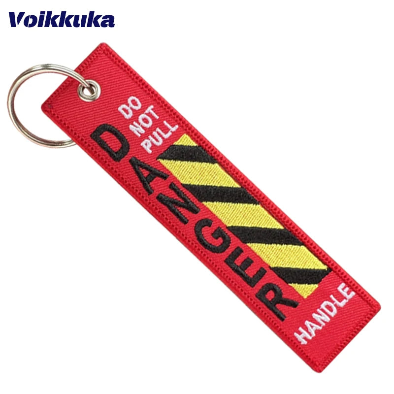 Do Not Pull Danger Warning Tag Keychain – Double-Sided