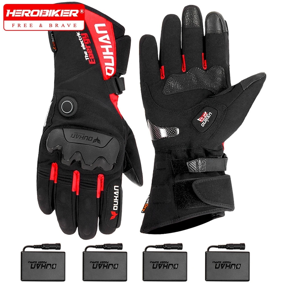 Heated Motorcycle Riding Gloves Waterproof With Touch Screen
