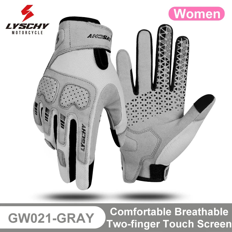 GW021-Gray-Women Color Summer Motorcycle Riding Gloves – Breathable Touchscreen
