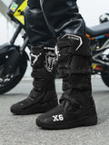 Black Color Unisex Motorcycle Riding Boots With Ankle Protection